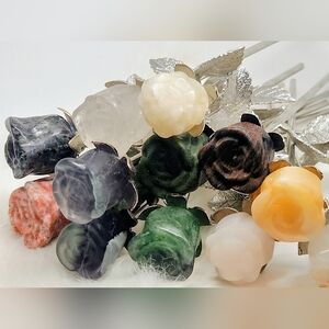 Choice Crystal Rose Carving | Silver Stem, Valentines Anniversary Gift Idea🌹